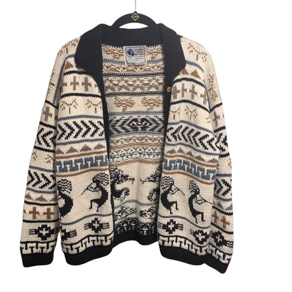 Planet Earth Womens Western Aztec Chunky Button Down Cardigan Sweater M/L Boho - Picture 2 of 8